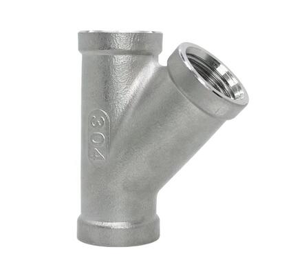 Precision Casting Stainless Steel 304 316 Y-Shaped Threaded 45 Degree Tee
